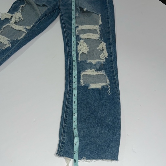 Hollister Women's Distressed Straight Leg Jeans - Blue - Picture 7 of 8